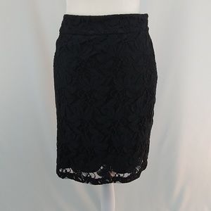 Black lace pencil skirt